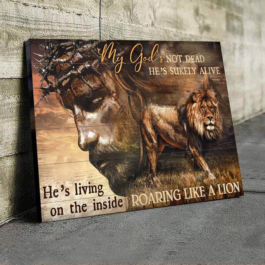 The Lion Of Judah Jesus Poster Canvas, My God’S Not Dead, He’S Surely Alive – Jesus Landscape Canvas Prints, Wall Art