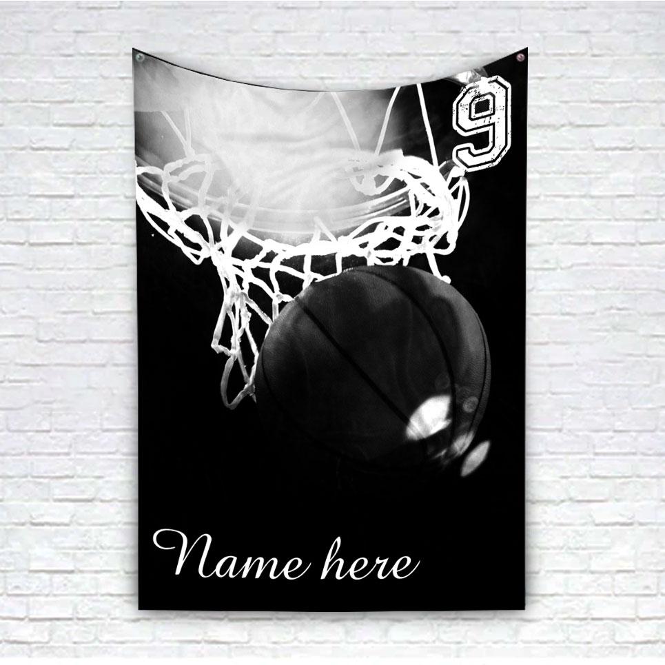 Basketball Dunk Black & White Customized Blanket – Fleece Blanket