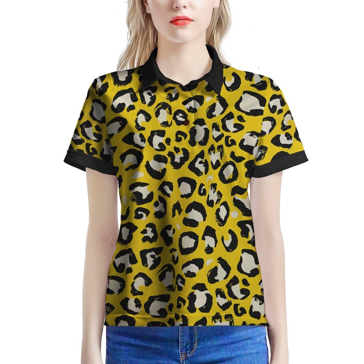 Yellow Leopard Women’S Polo Shirt