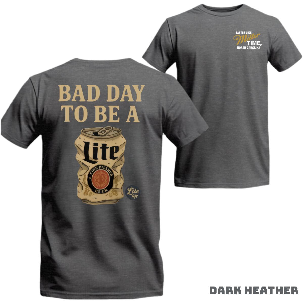 Miller Lite T-Shirt – Vintage “Bad Day to Be a Lite” Design with Beer Can, Comfortable Cotton, Ideal for Casual Wear and Beer Enthusiasts, Unisex Menswear Tops