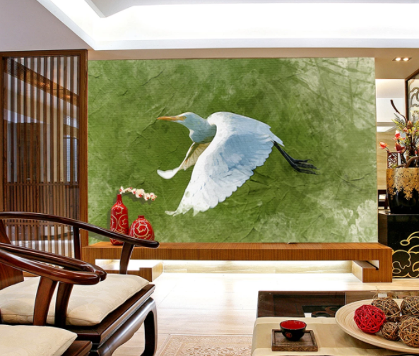 3D Hand Drawn Animal Egret Wall Mural Wallpaper Lqh 338