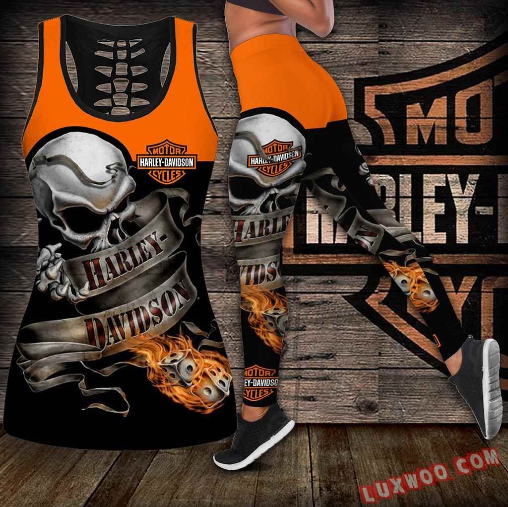 Combo Harley Davidson Hollow Tanktop Legging Set Outfit K1843