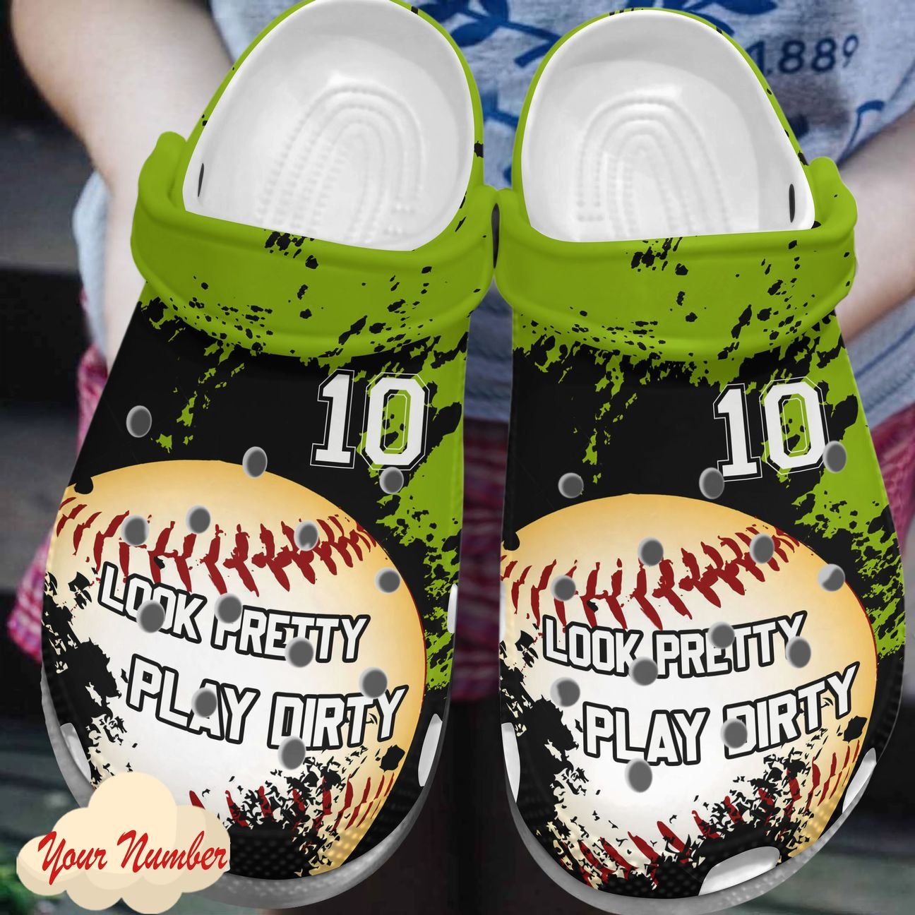 Baseball Personalized Clog, Custom Name, Text, Color, Number Fashion Style For Women, Men, Kid, Print 3D Look Pretty, Play Dirty