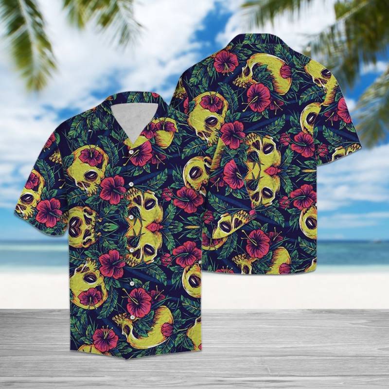 Skull Floral Hawaii Shirt Ha43722