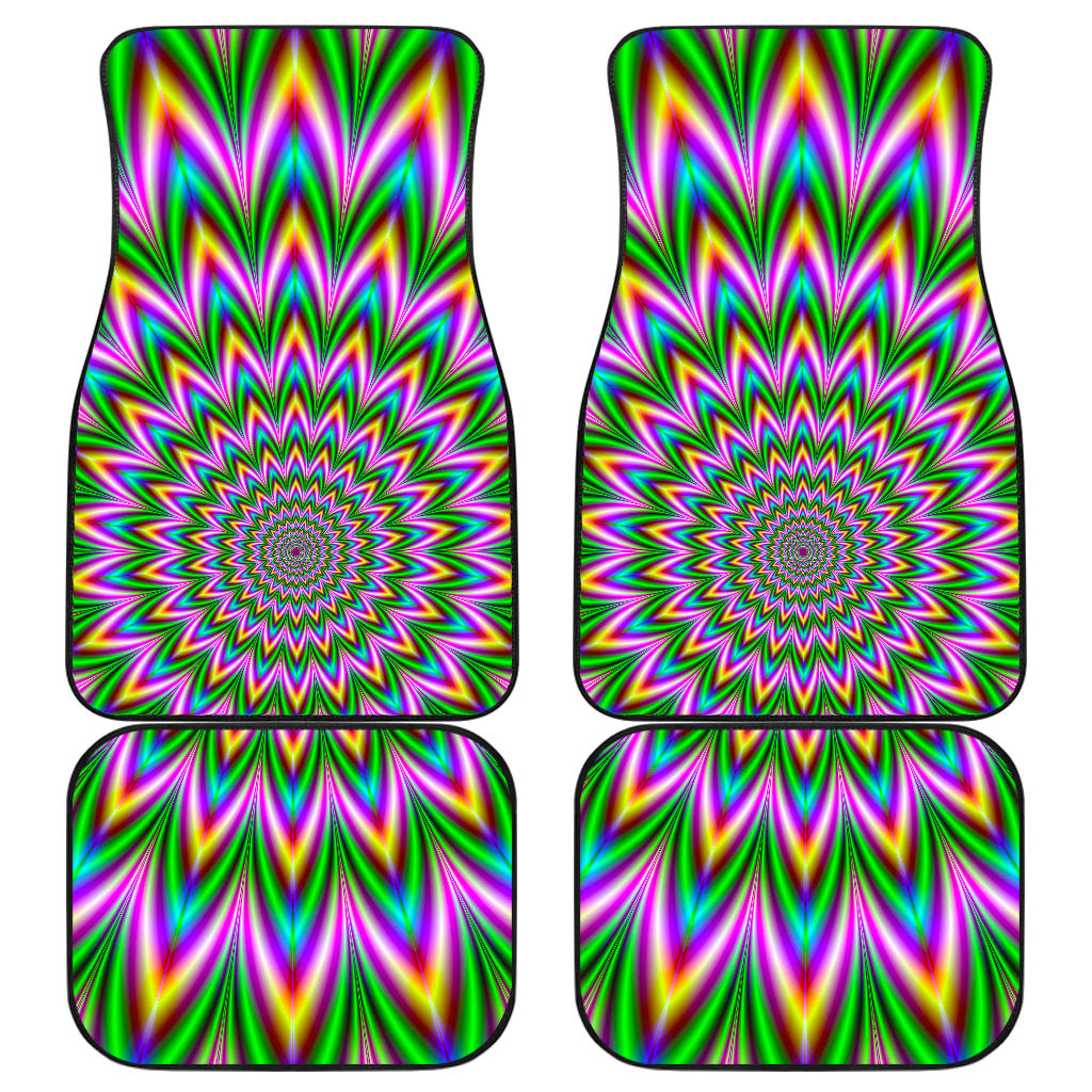 Psychedelic Radiant Optical Illusion Front And Back Car Floor Mats, Front Car Mat