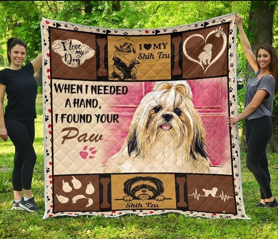 Animal  I Love My Dog  I Love My Shih Tzu  Quilt Blanket