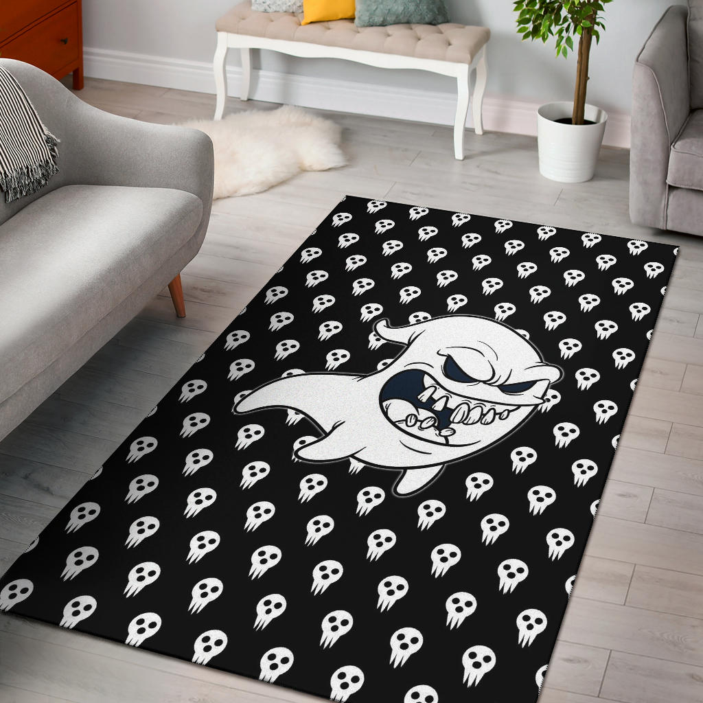 Halloween Area Rug | Cartoon Angry Ghost Shouting Cute Ghost Patterns Rugs Home Decor