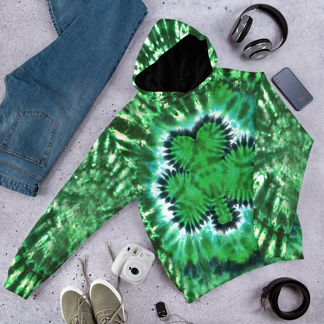 3D Shamrock Tie Dye Custom Tshirt Hoodie Apparel