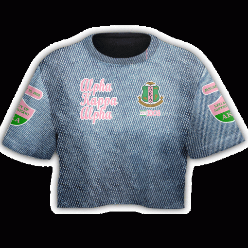 Alpha Kappa Alpha Est 1908 Jean Background Crop Top T Shirt