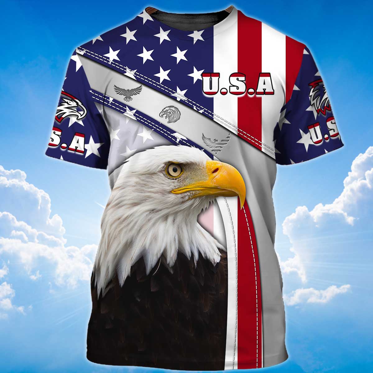 Eagle American Flag Pattern T Shirt Eagle Lover Patriotic 3D Shirt