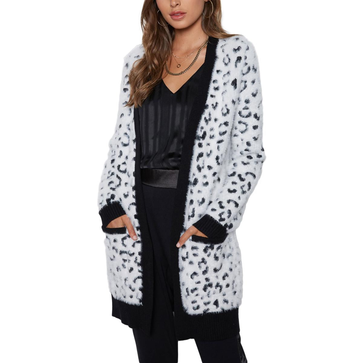 Siobhan Womens Animal Print Long Cardigan Sweater