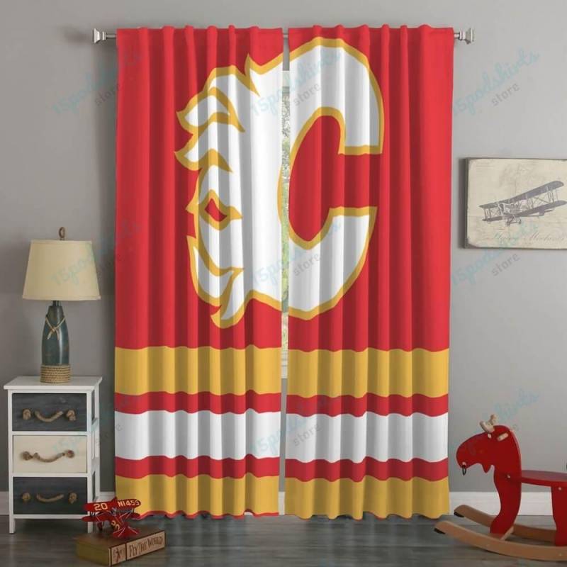 3D Printed Calgary Flames Style Custom Living Room Curtains