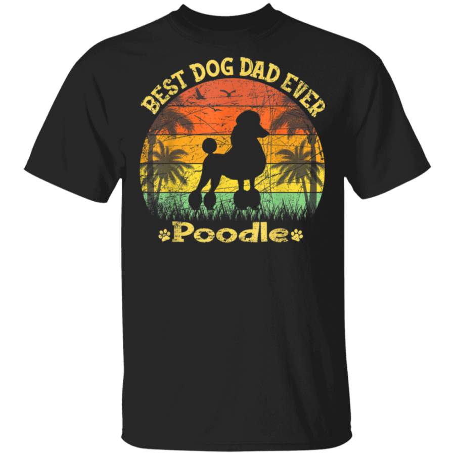 Vintage Poodle Dog Christmas Fathers Day For Dad Men Grandpa Tshirt