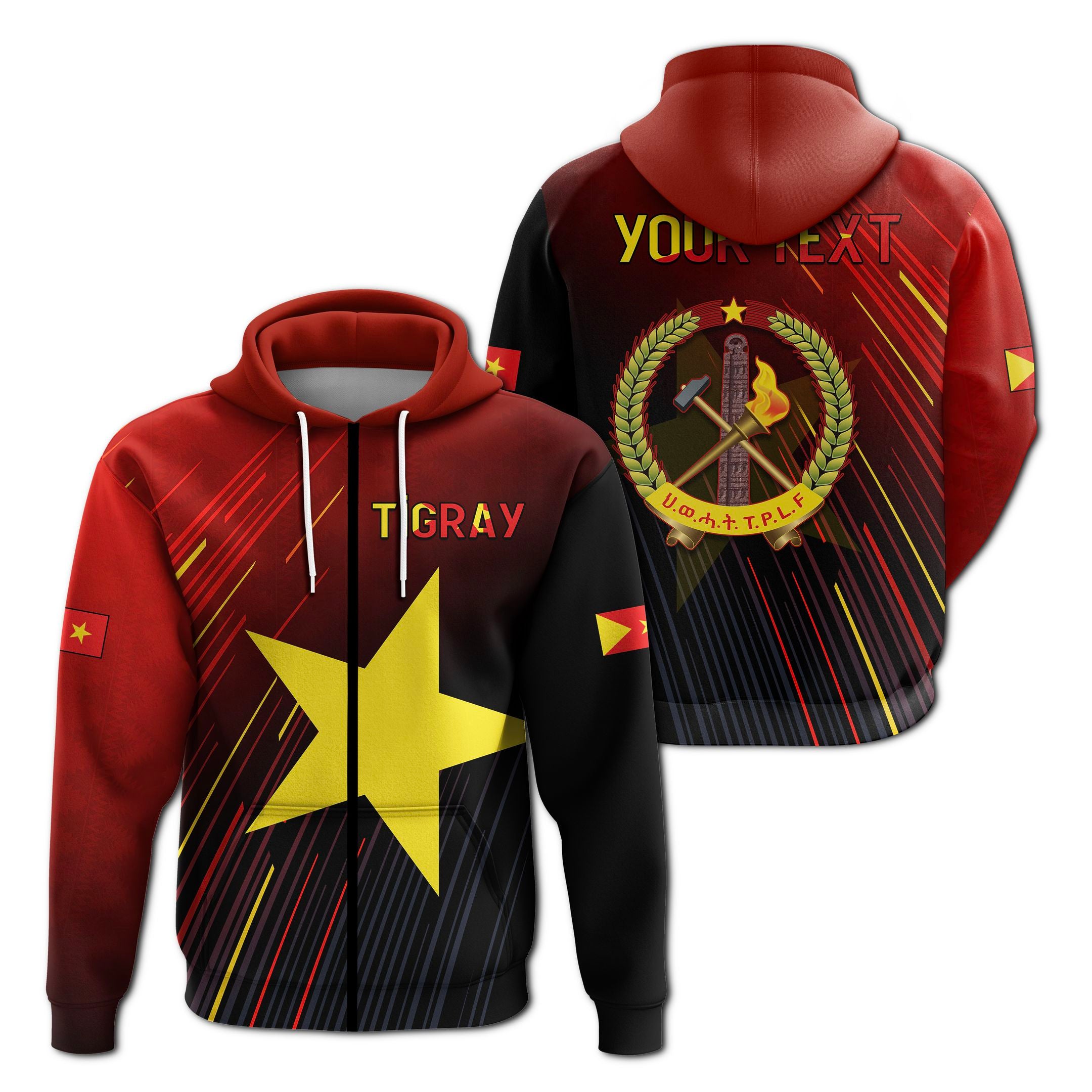 (Custom Personalised) Proud Tigray Zip Hoodie African Pattern Lt13