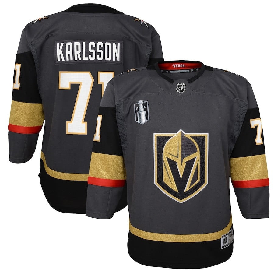 William Karlsson 71 Vegas Golden Knights Youth 2023 Stanley Cup Final Alternate Jersey – Black