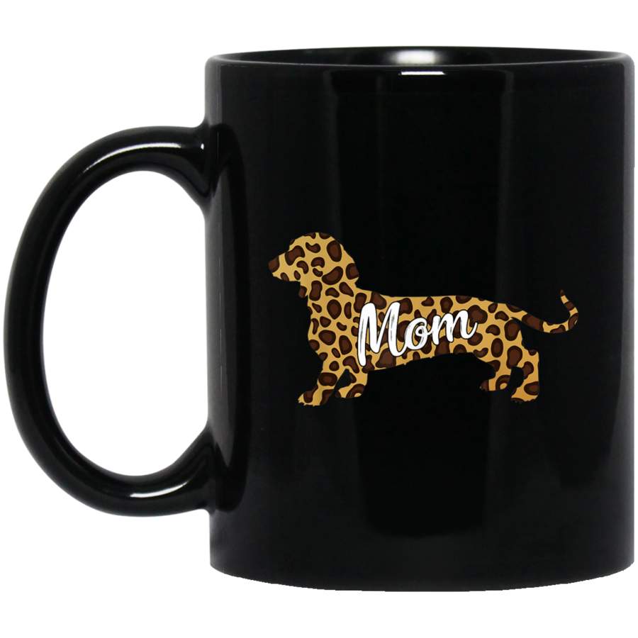 Cute Dachshund Mom Leopard Print Dress Doxie Dog Lover Gifts Mug