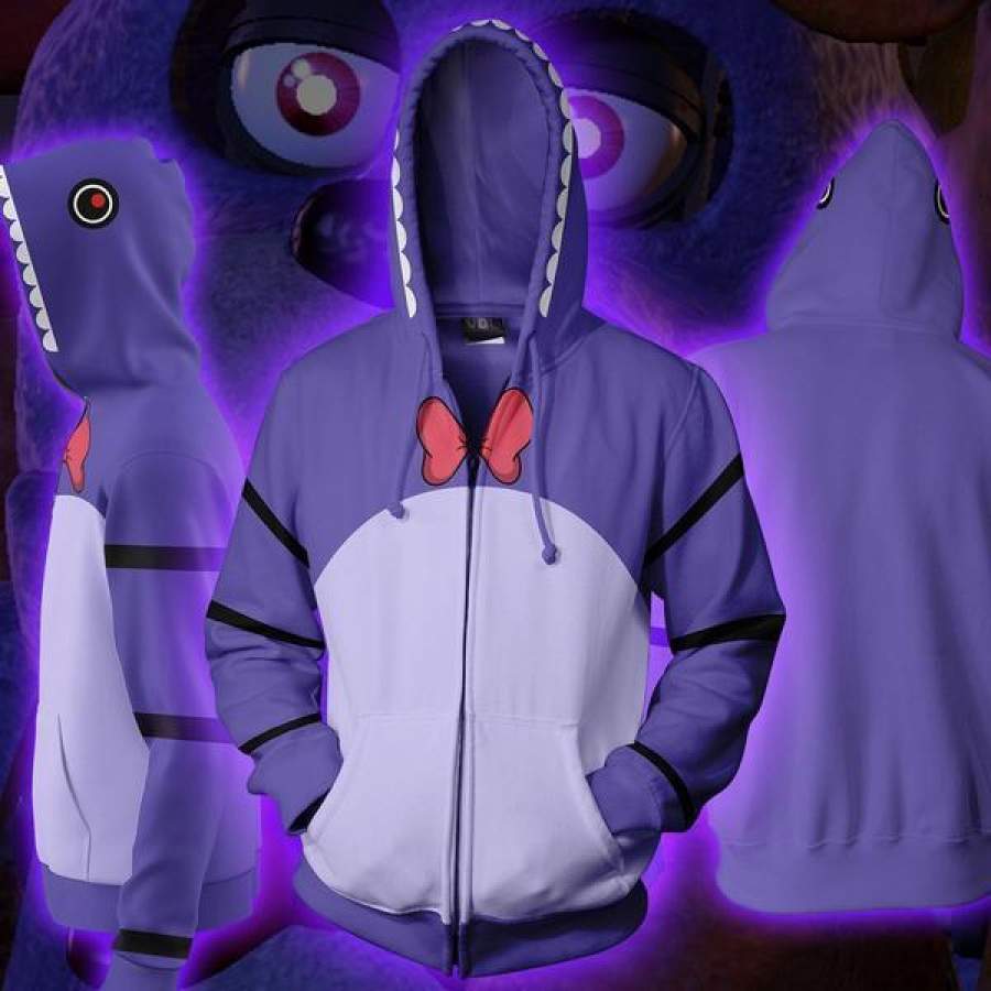 2019 FNAF Season 1 Bonnie Cosplay Zip Up Hoodie