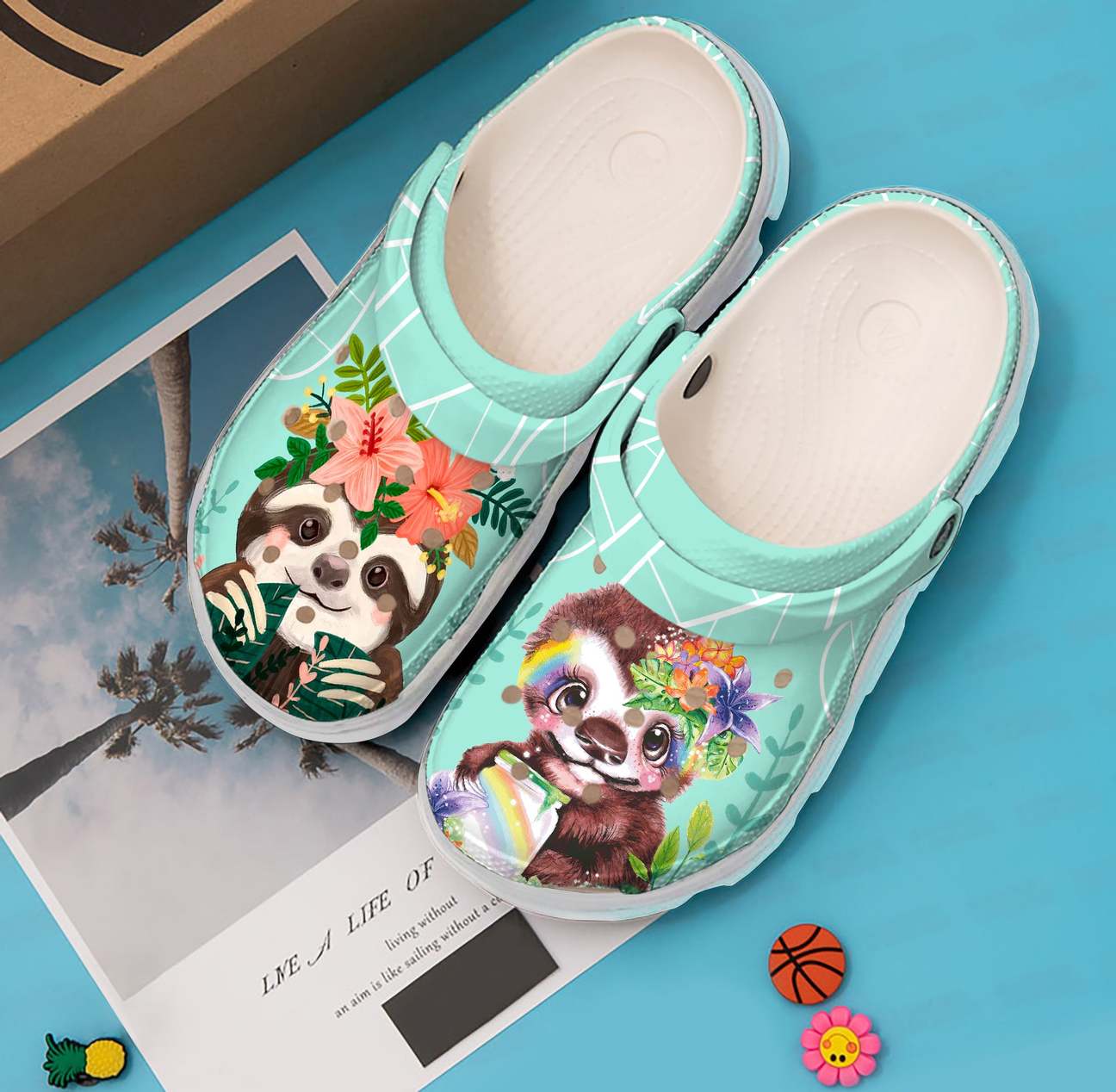 Sloth Personalized Clog, Custom Name, Text, Color, Number Fashion Style For Women, Men, Kid, Print 3D Little Sloth And Flower