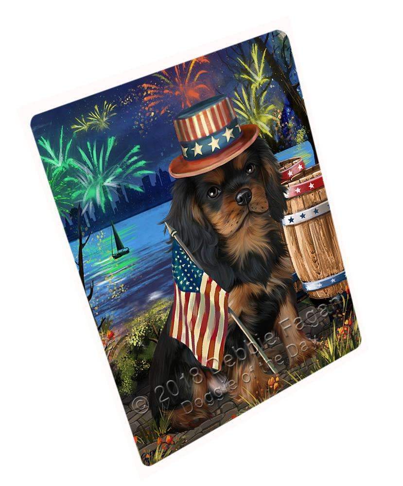 4Th Of July Independence Day Fireworks Cavalier King Charles Spaniel Dog At The Lake Blanket Blnkt74658