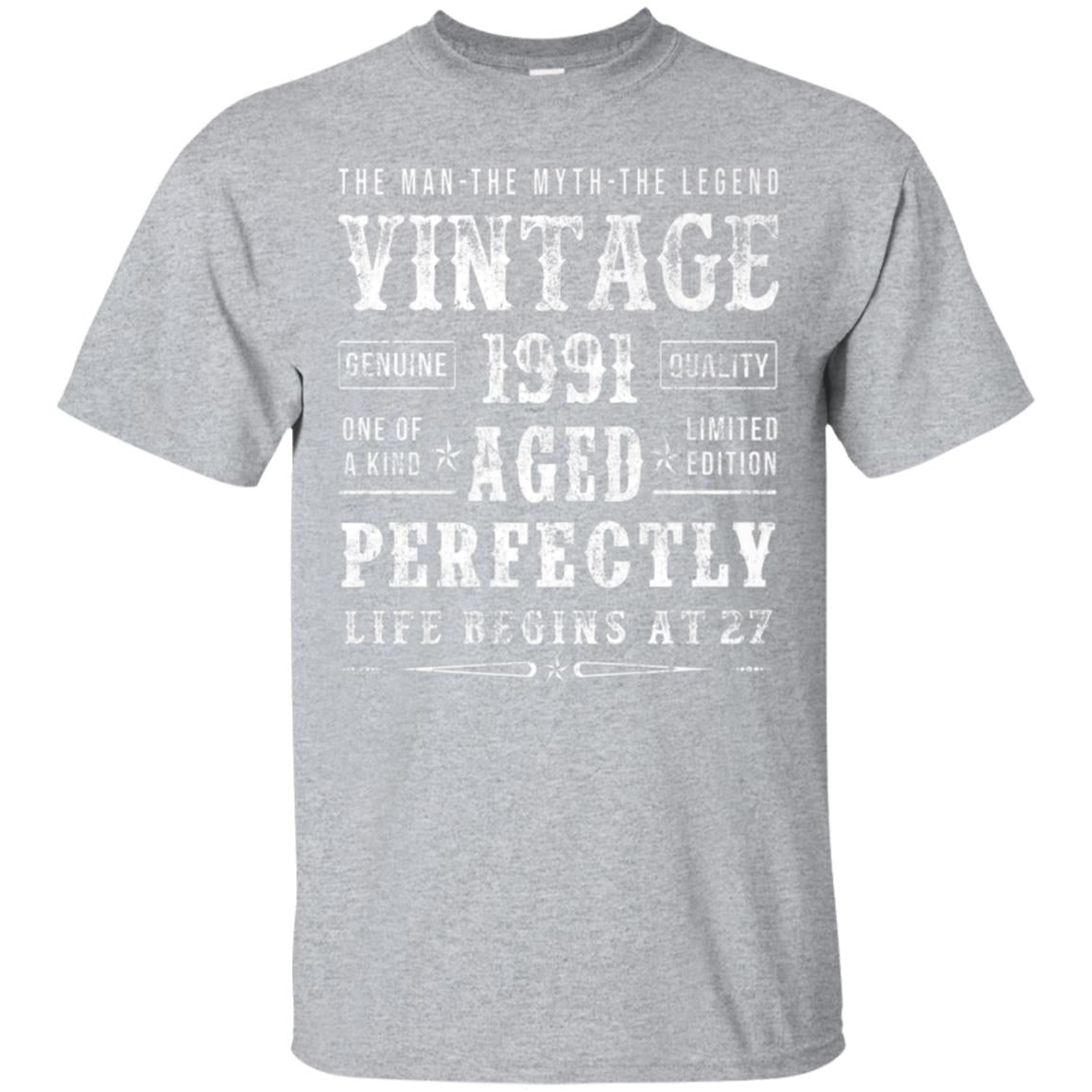 27th Birthday T-Shirt Legend Vintage 1991 Original Parts Tee