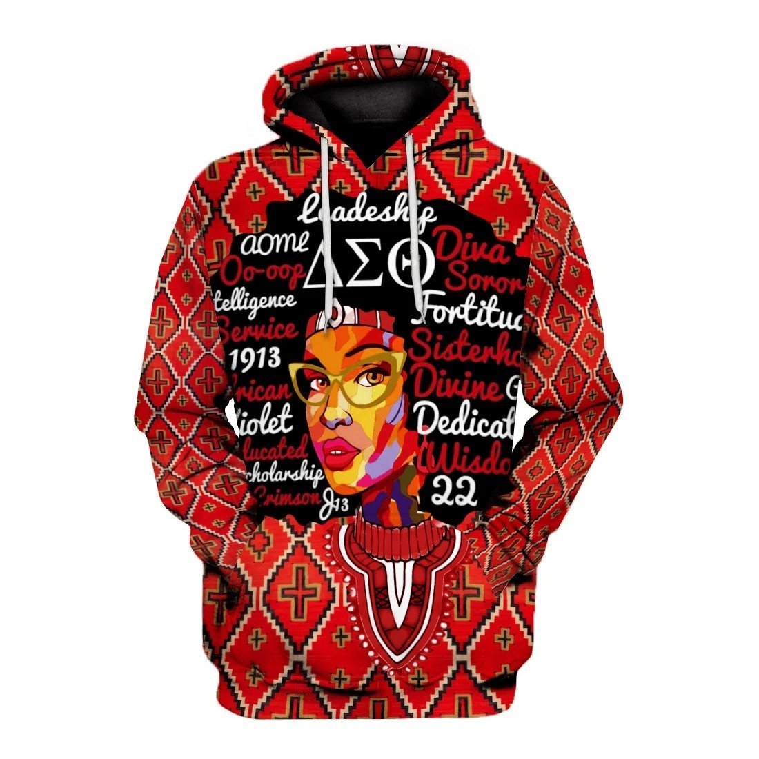 Greek Life Hoodie – Delta Sigma Theta Afro Girl Dashiki Hoodie