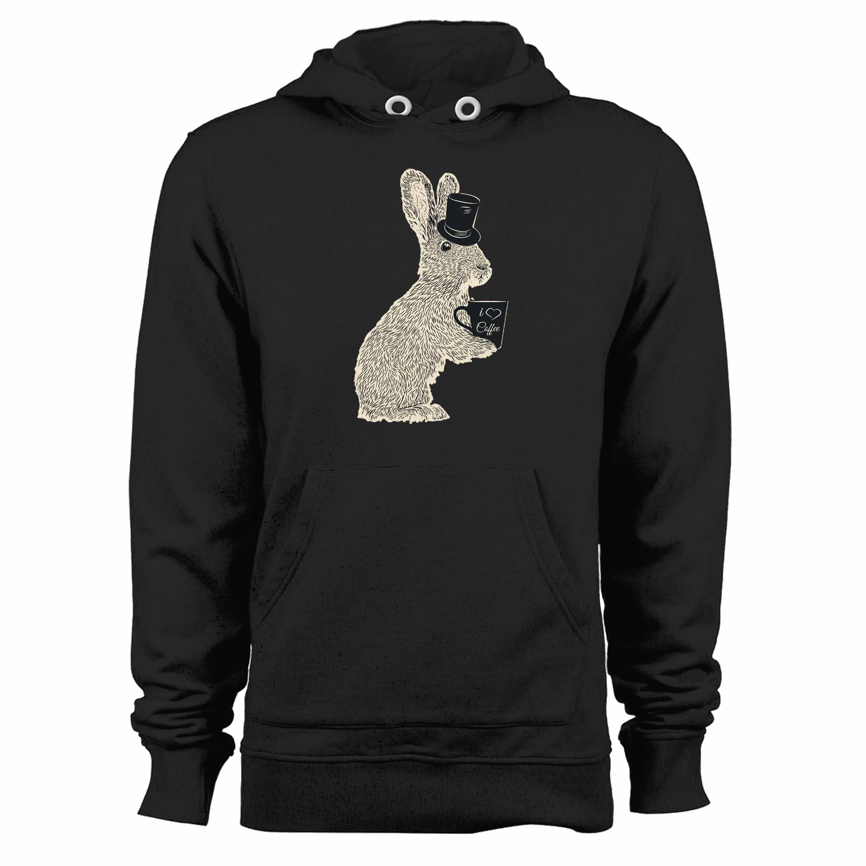 Cute Rabbit Drinking Coffee  Unisex Hoodie