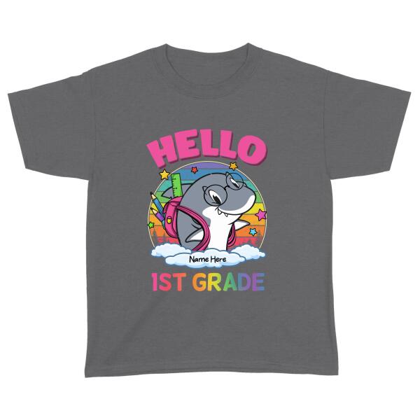 Custom Personalized Gift Back To Shool, Hello Baby Shark 1St, 2Nd, 3Rd, ..8Th Grade Shirt For Kid