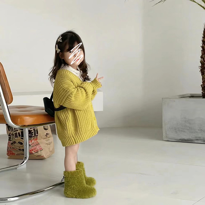 Children Clothing 2022 Autumn Winter Girls New Korean Style Cardigan Sweater Coat Fashionable and Casual Simple Loose Top Kids alx