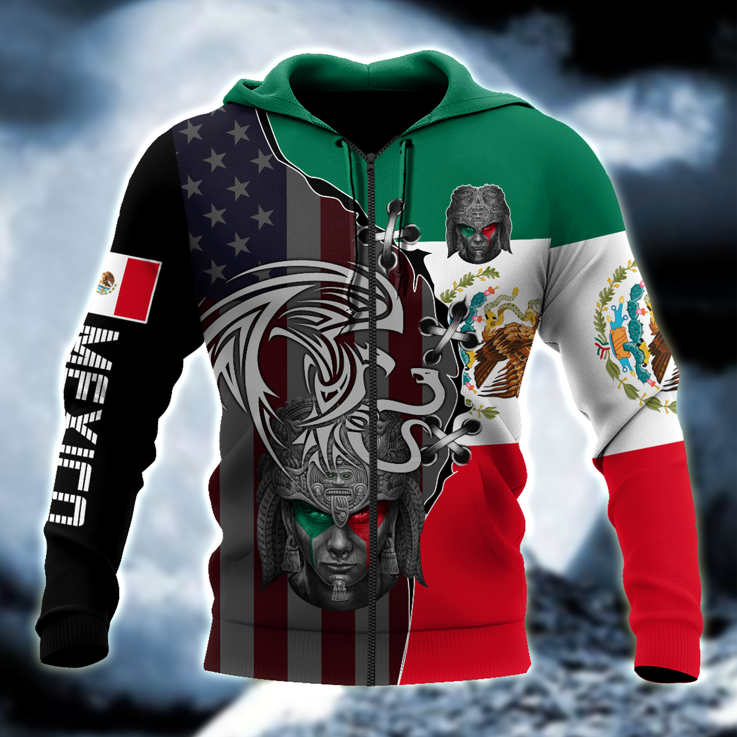 Aztec Warrior And America&Mexican Flag Pattern Aztec All Over Printed Shirts – Am Style Design