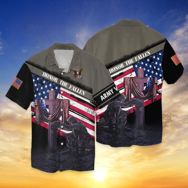 Honor The Fallen Us Veteran Hawaii Unisex Print Aloha Short Sleeve Casual Shirt Ha41716