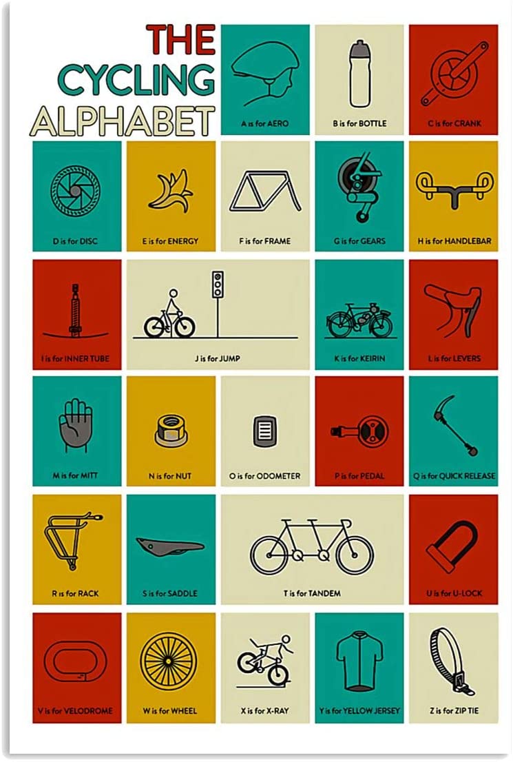 Vintage Cycling The Cycling Alphabet Poster Art Print      Home Decor Gift For Men Women Family Friend On Birthday Xmas