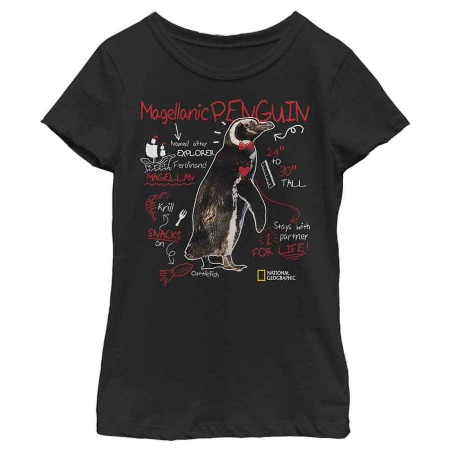 National Geographic Girl’s Magellanic Penguin Facts  T Shirt