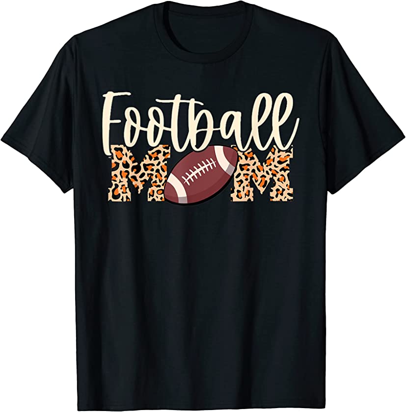 Womens Football Mom Leopard T-Shirt