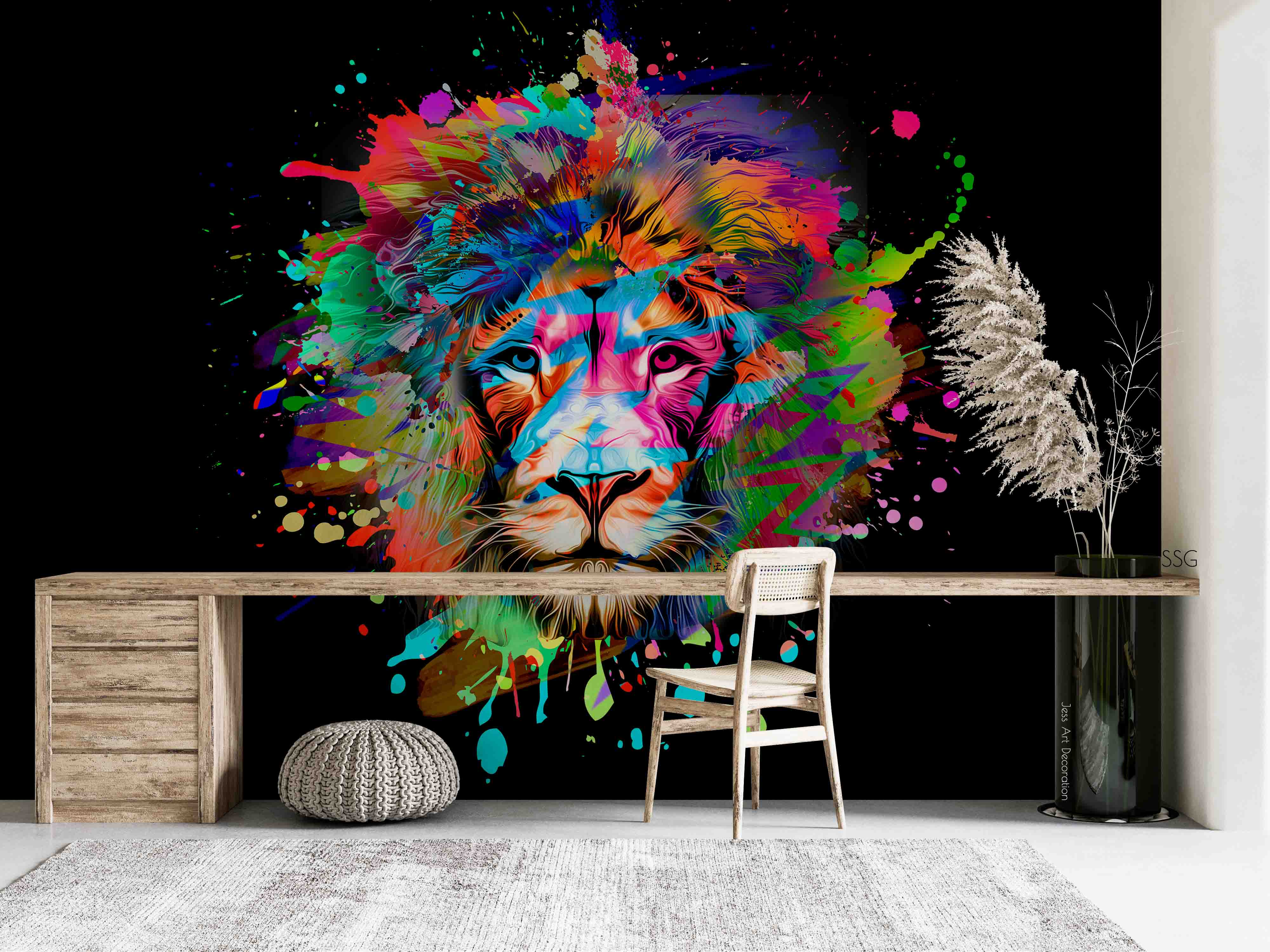 3D Dazzle Lion Graffiti Wall Mural Wallpaper Sww 15