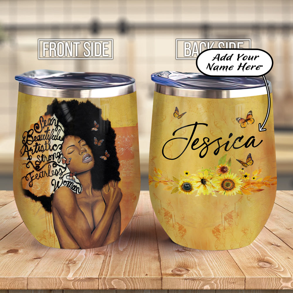 Personalized Melanin Queen Acaa1307004Z Wine Tumbler