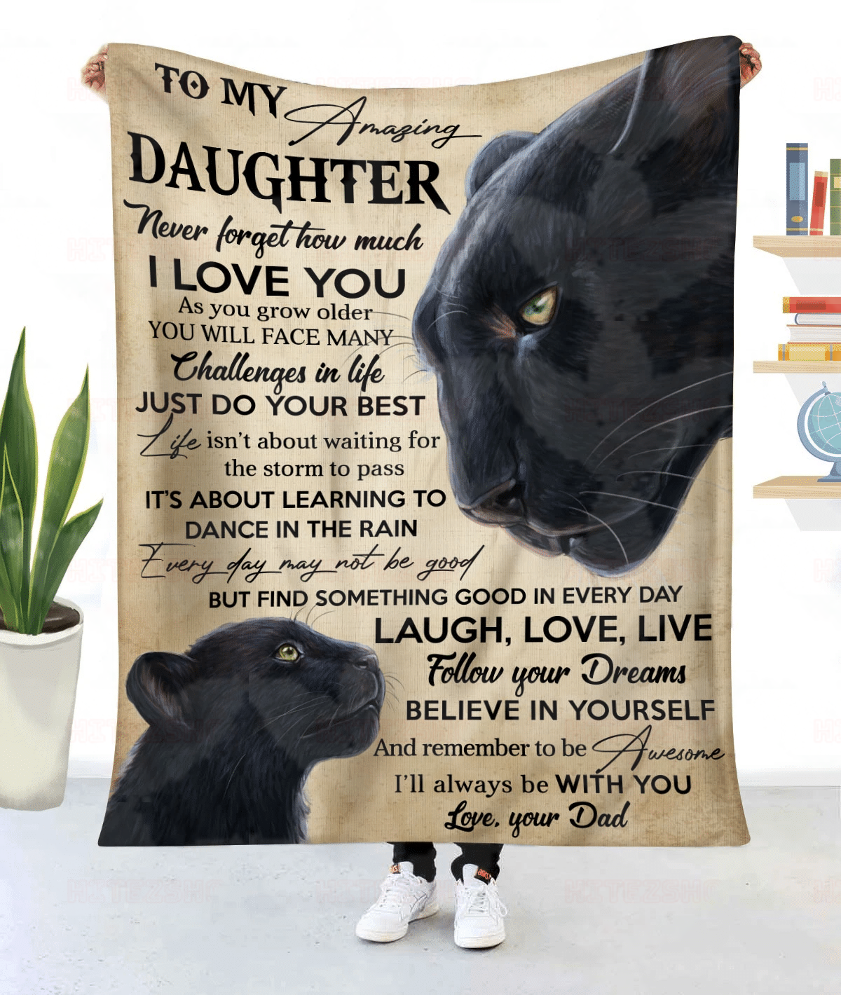 Panther Dad To My Amazing Daughter, Never Forget How Much I Love You As You Grow Older You Will Face Many Challenges In Life- Sherpa Blanket