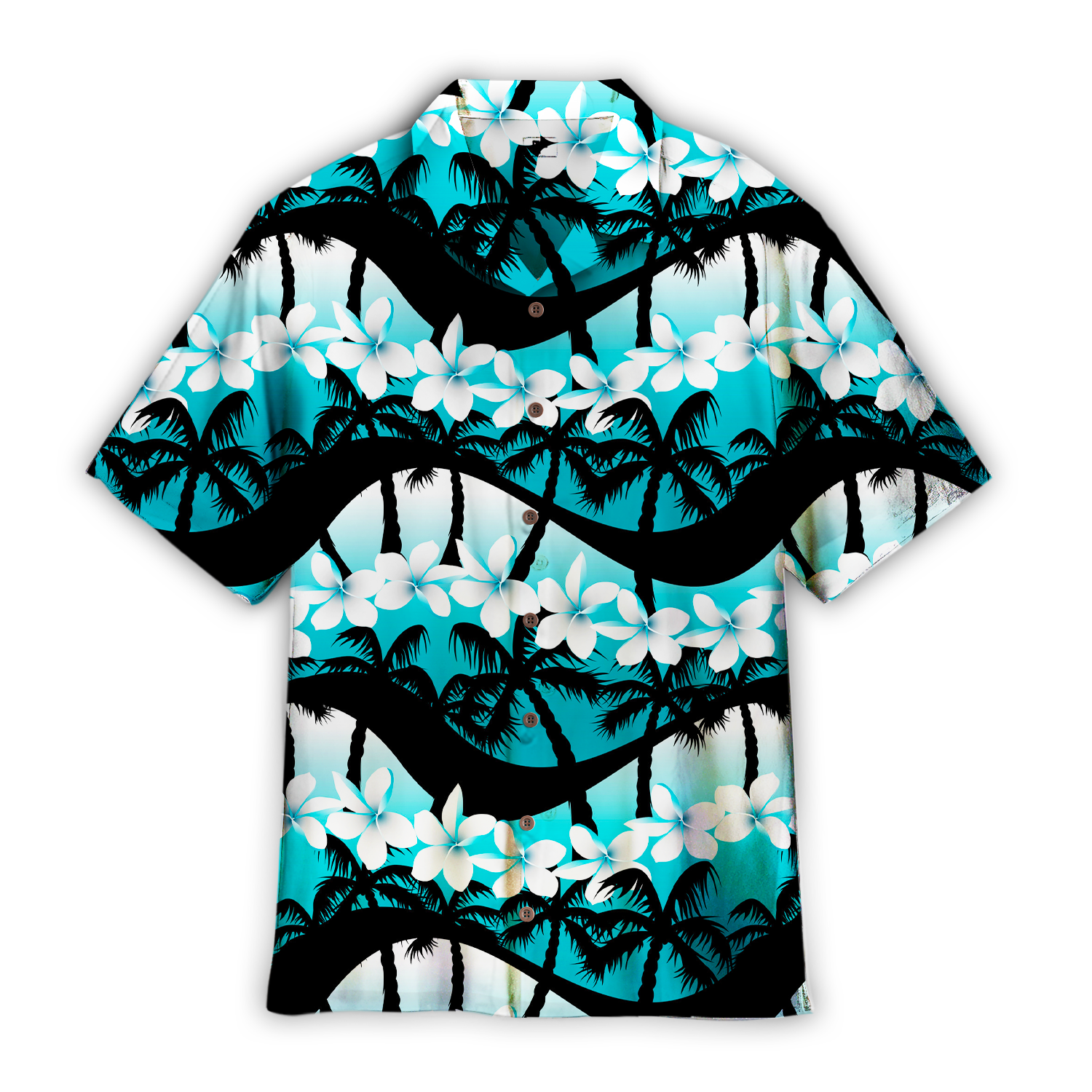 Blue Tropical Flowers With Palm Tree Hawaiian Shirt – For Men And Women