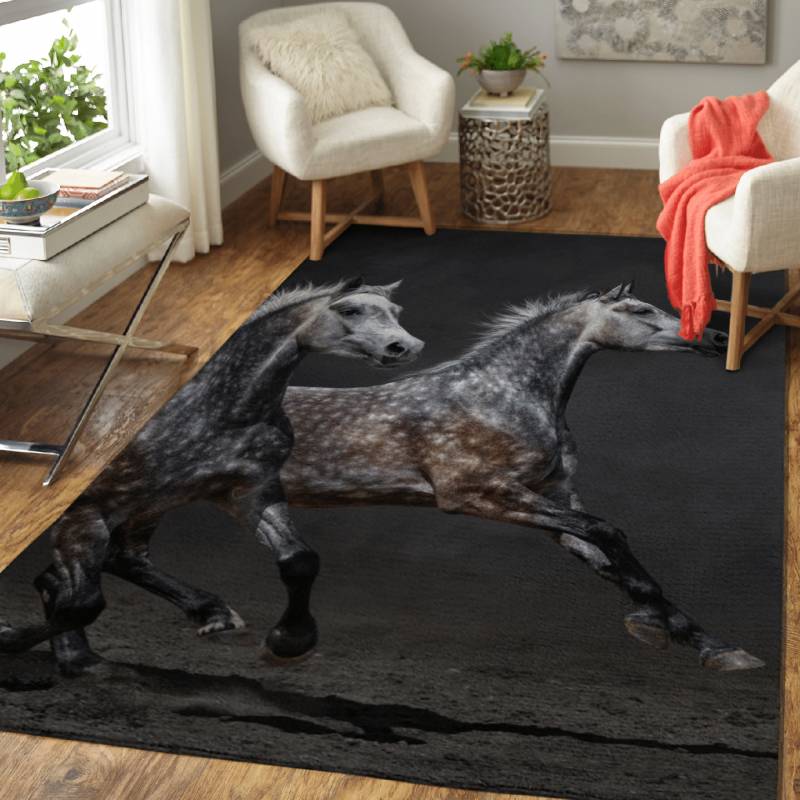 white horses artwork – Horses Area Rug Carpet