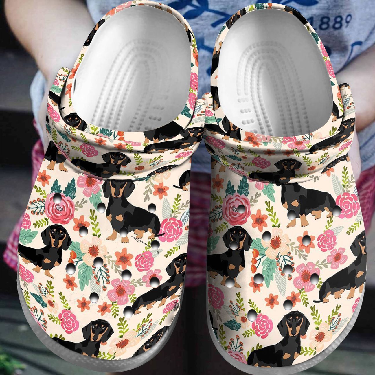 Dachshund Personalized Clog, Custom Name, Text, Color, Number Fashion Style For Women, Men, Kid, Print 3D Floral Dachshund