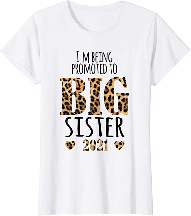 Youth Promoted to Big sister 2021 leopard print toddler T-Shirt