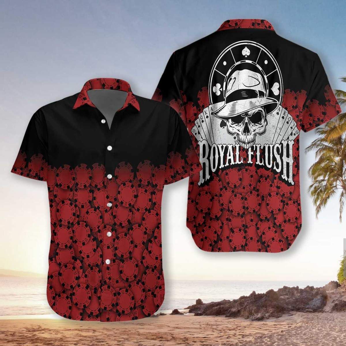 Shop Poker Chips Black And Red Hawaii Shirt V Ha84794