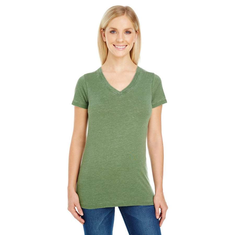 Threadfast Women’s Vintage Grass Dye Short-Sleeve V-Neck T-Shirt