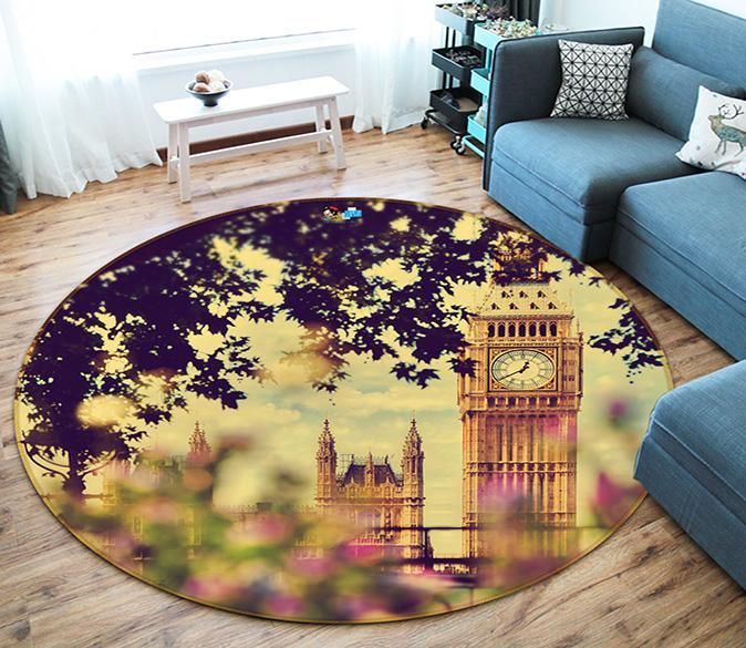 3D Clock Tower 166 Round Rug – Round Carpet Home Decor