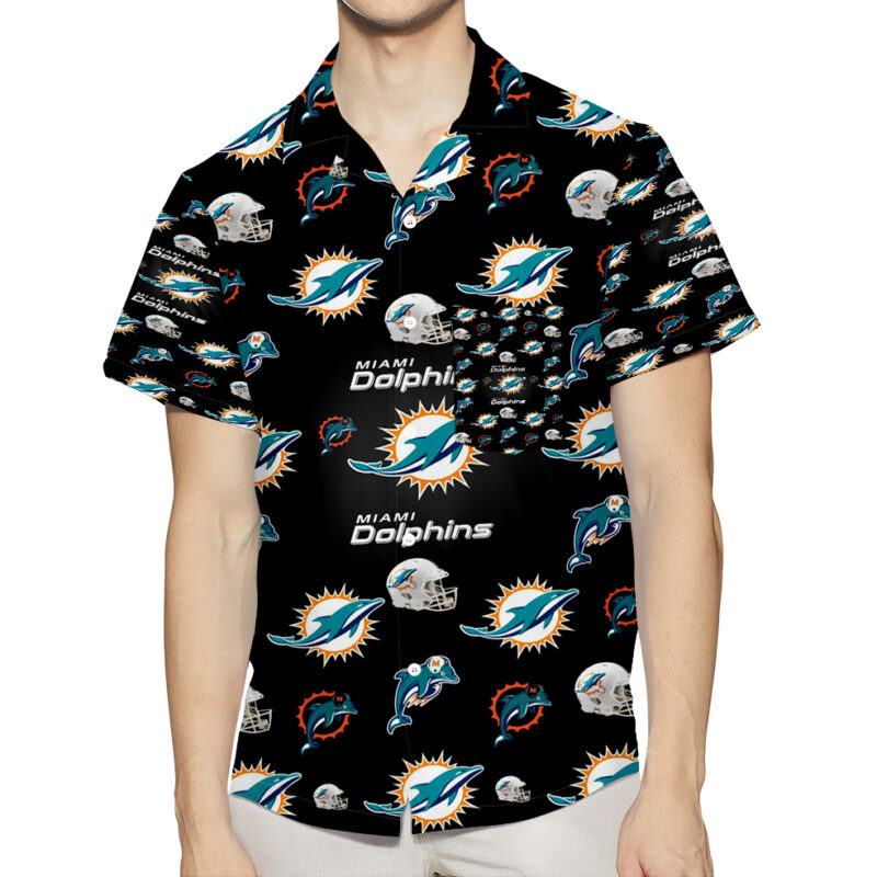 Miami Dolphins Logo Pattern 1 3D All Over Print Summer Beach Hawaiian Shirt With Pocket