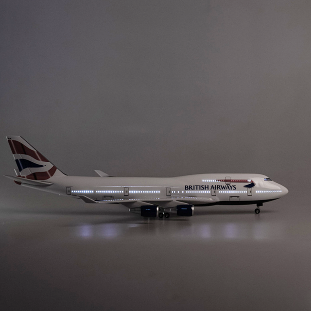 47cm airplane model toys B747 British Airways aircraft model with light and wheel 1/150 scale diecast resin alloy plane alx