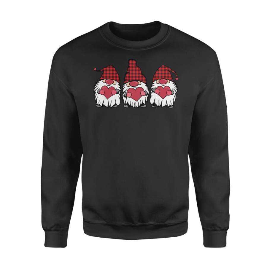 Gnomies Love Valentine’s Day Buffalo Plaid – Standard Fleece Sweatshirt