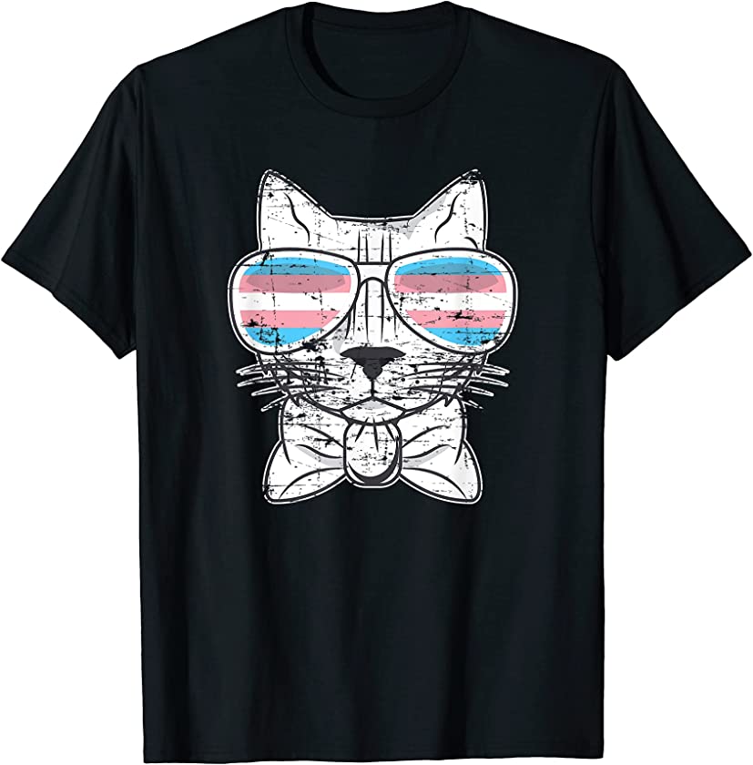 Transgender Flag Animal Cat Trans Gay Pride Gift Transgender T-Shirt