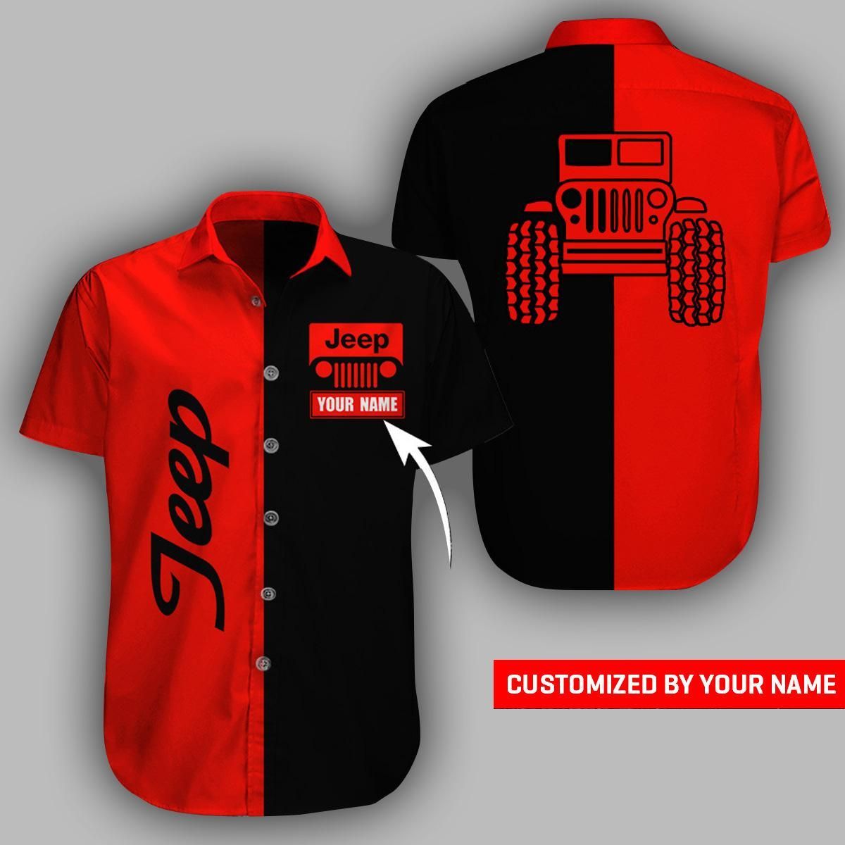 Copy of Jeep Button Shirt 3D ALL OVER CUSTOMIZED LLH100720H354