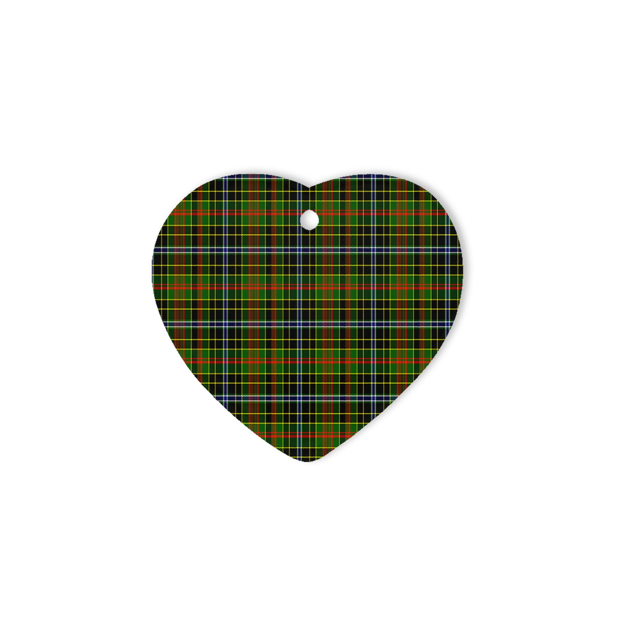 Walkinshaw Tartan Heart Ornaments, Christmas Tree Ornament, Plaid Christmas Ornaments, Ceramic Heart Christmas Tree Decoration