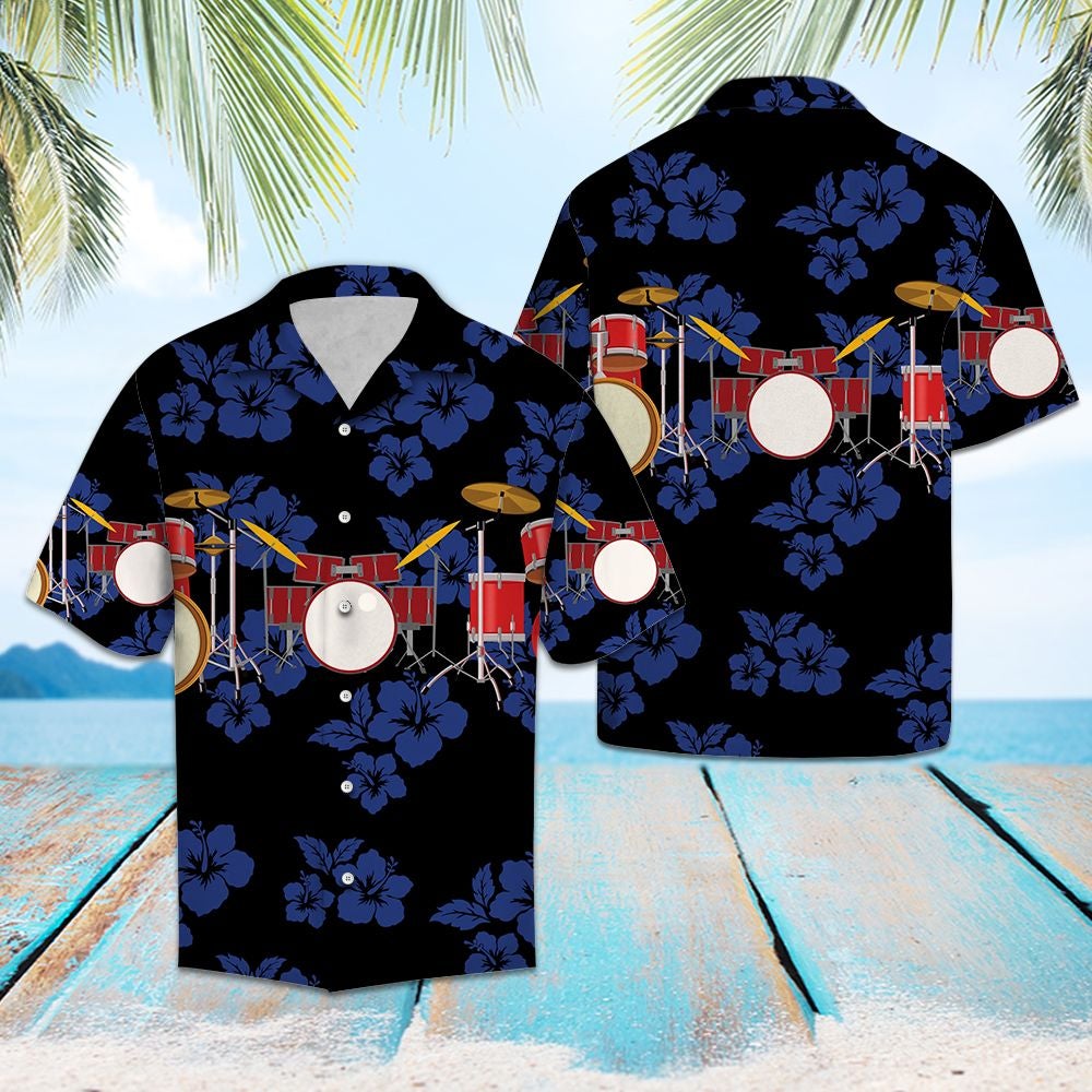 Drums For Vacation Hawaiian Unisex Print Aloha Short Sleeve Casual Shirt Ha52036